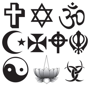 Different religions symbols - ten different symbols fully scalable clipart