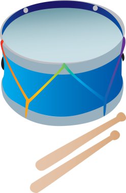 A toy drum with drumsticks. Just for kid's pleasure. clipart