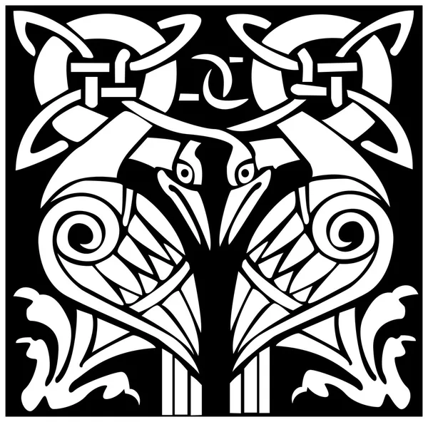 Векторная иллюстрация двойной кельтской птицы — стоковый вектор