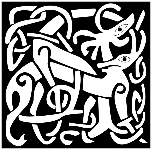 Illustrazione vettoriale di un animale celtico con un bel disegno, isolato — Vettoriale Stock