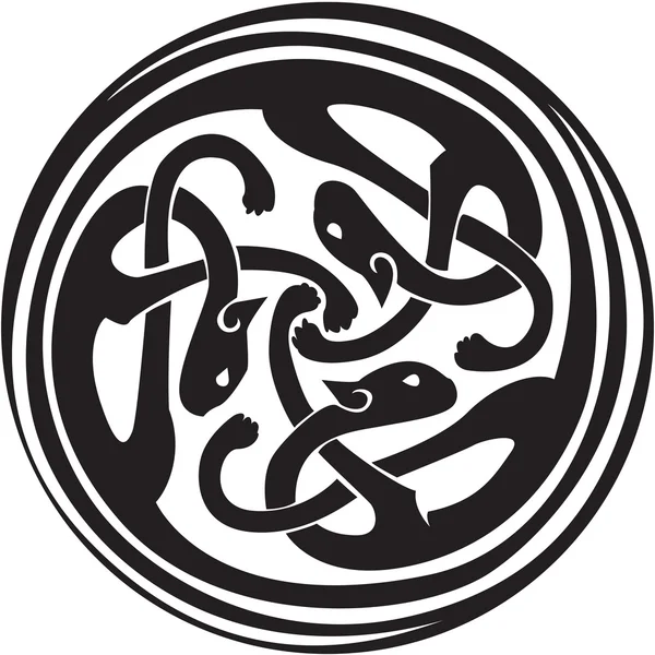 Celtic Irish zoomorphic interwoven design in black and white — Stock ...
