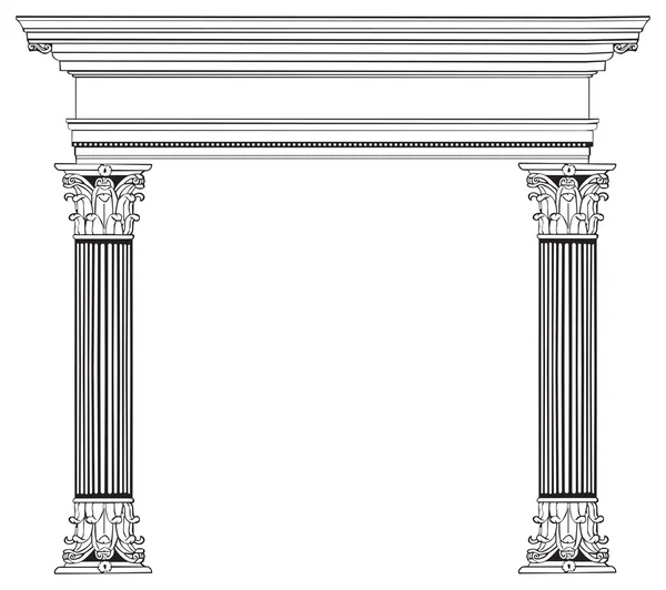 Volledig Gevectoriseerde Zeer Gedetailleerde Griekse Kolommen Arch — Stockvector
