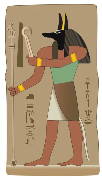 阿努比斯发明了防腐用欧西里斯 第一具木乃伊 他是死的指南 埃及人经过防腐处理他们的死者 — 图库矢量图片