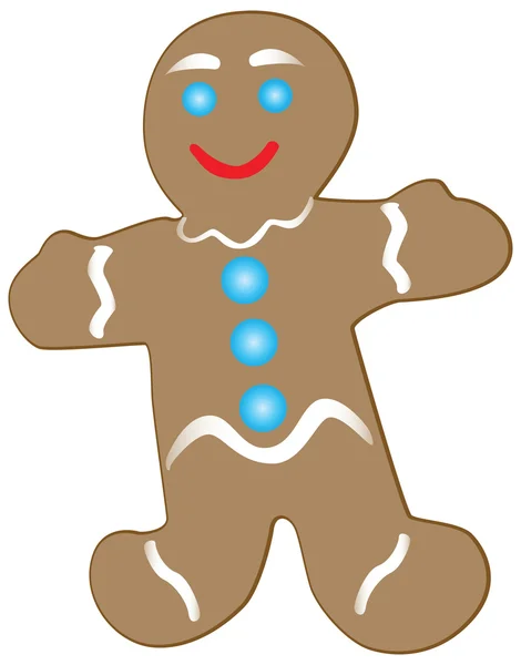 stock vector Christmas gingerbread cookie, smiling and joyful, with colorful beads and decoration.