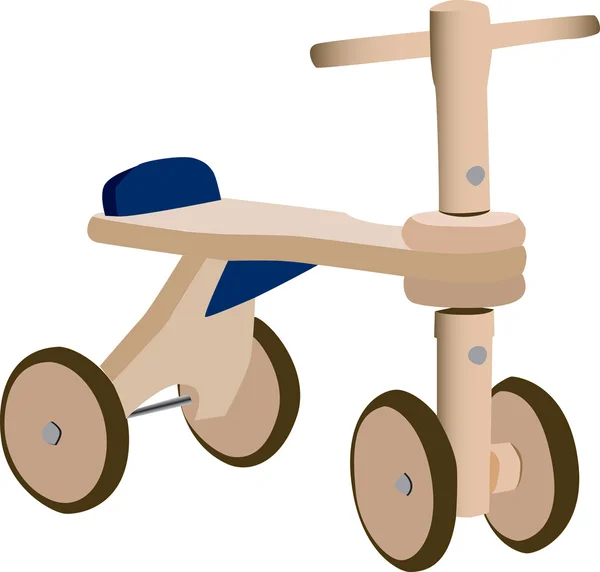 Bicicleta Brinquedo Madeira Quatro Rodas Isolado Contra Fundo Branco — Vetor de Stock