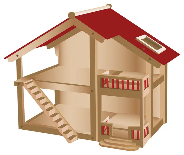 Pequena Casa Brincar Para Crianças Casa Miniatura Madeira —  Vetores de Stock
