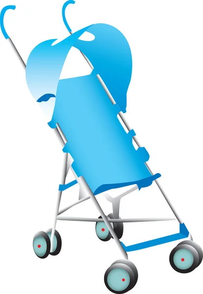 Blue Baby Wózek Ilustracja Białym Tle — Wektor stockowy