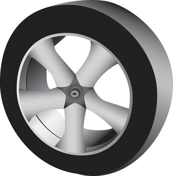 汽车轮胎和轮毂的三个三维图 白色背景 — 图库矢量图片