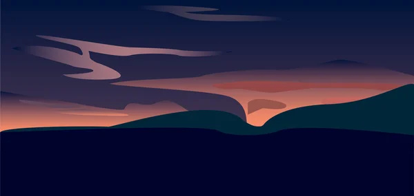 A sunset over valley, vector art — Stock Vector