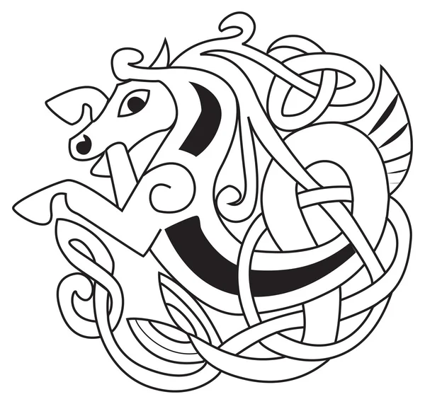 Keltisches Pferd Einhorn Symbol Ideal Für Tätowierungen Oder Kunstwerke — Stockvektor