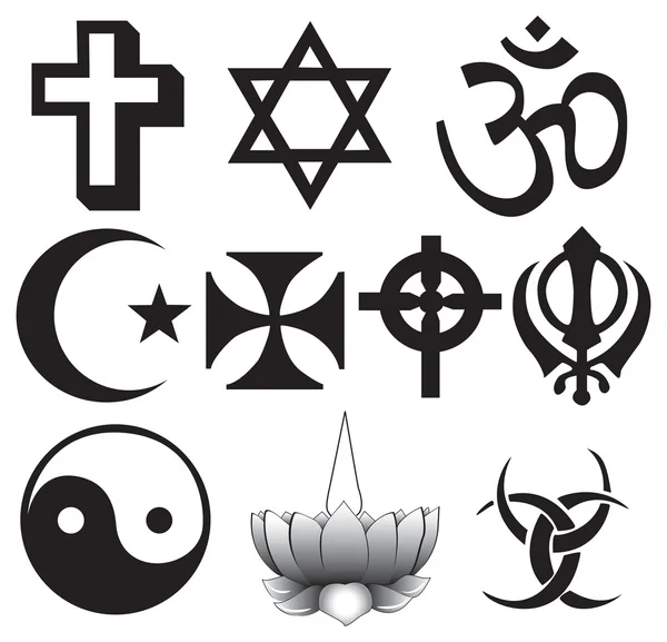 Různá Náboženství Symboly Deset Různých Symbolů Které Jsou Plně — Stockový vektor
