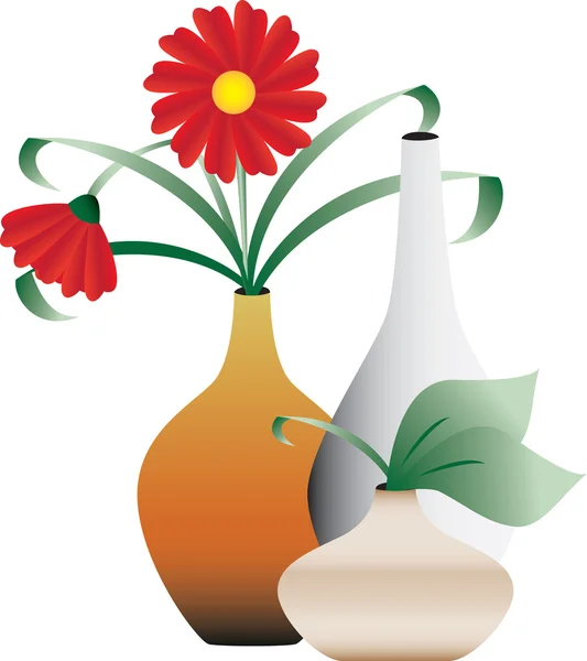 stock vector Blossoming flowers in vases