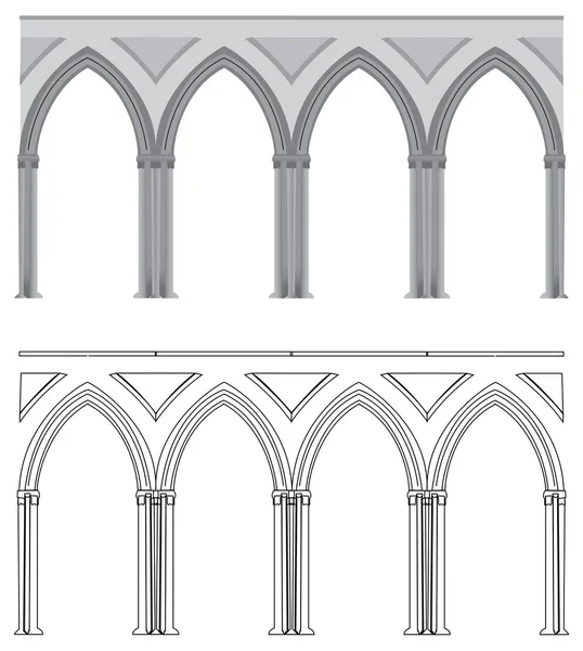 Columna Estilo Gótico Vectorizado Líneas Vectorizadas Coloreadas — Vector de stock