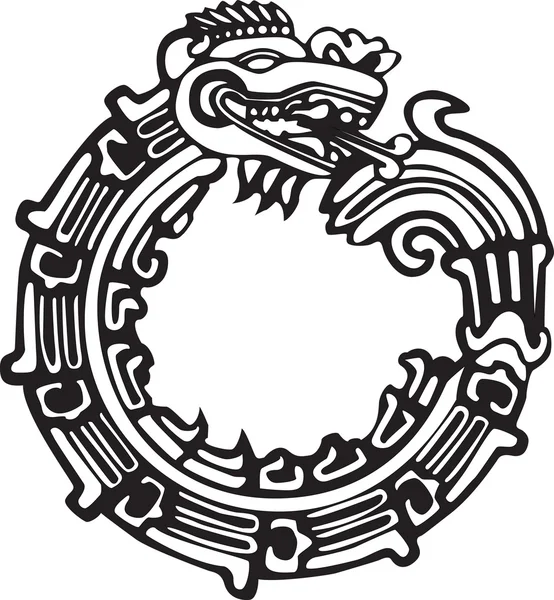 Dragón Maya Azteca - Ideal para arte tatto — Vector de stock