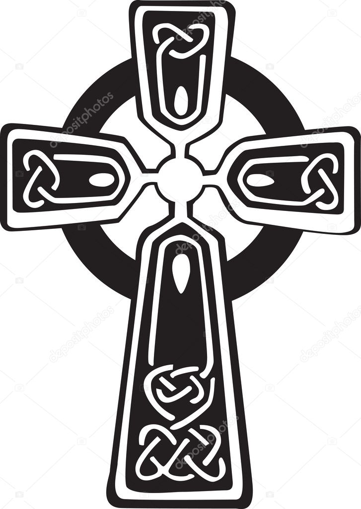 An illustration of a Celtic cross with a beautiful design, isolated on white background