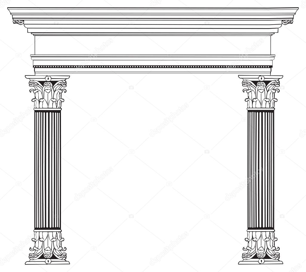 Fully vectorized and highly detailed Greek columns and arch.