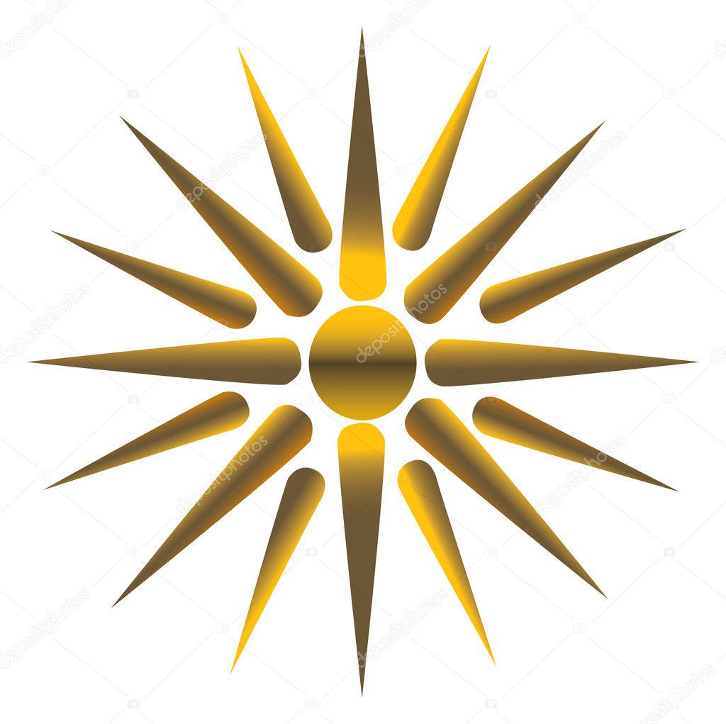 Golden sun, fully vectorized, Maya, Inca symbol.