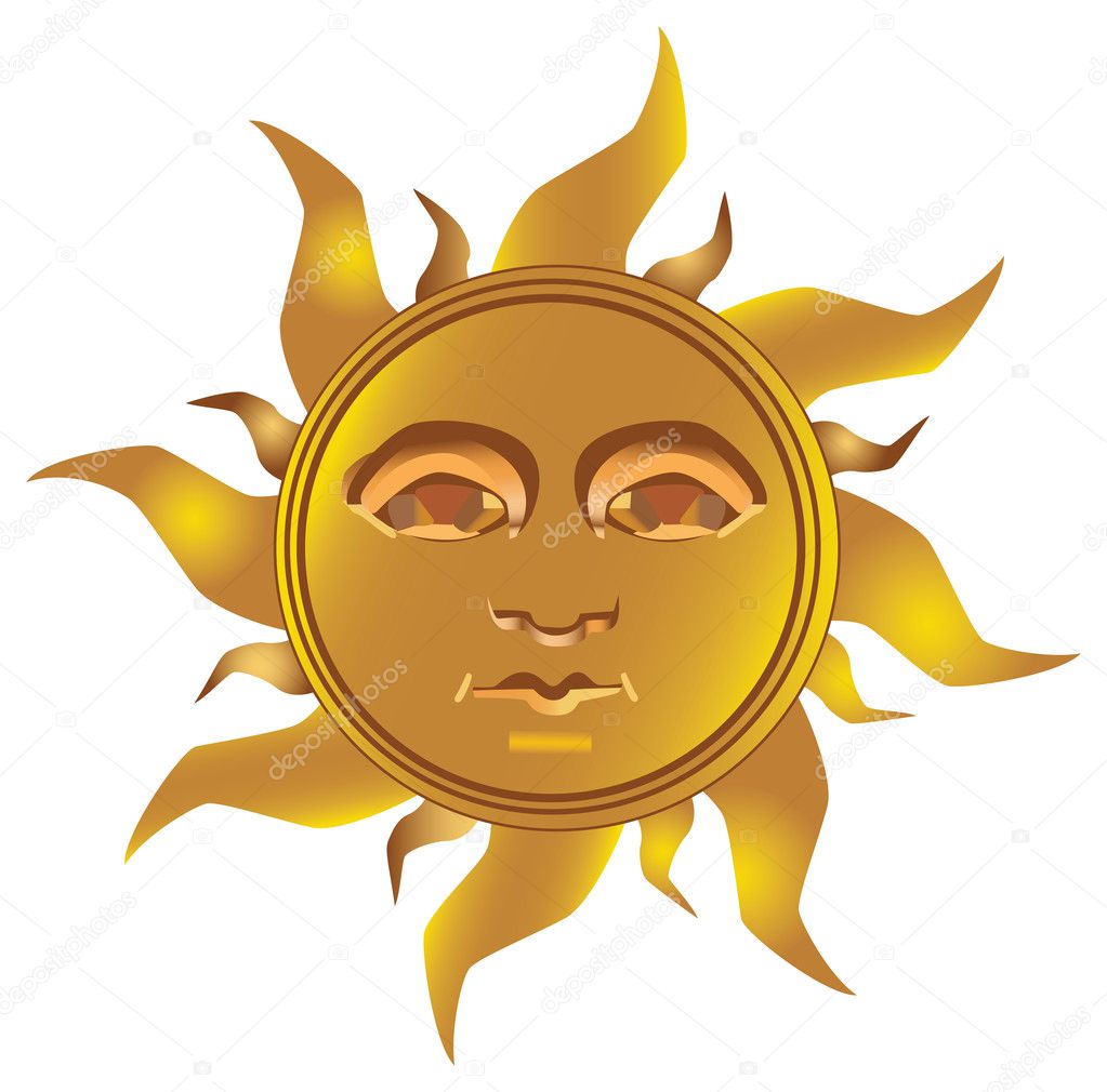 Mayan - Inca type of golden sun , fully vectorized