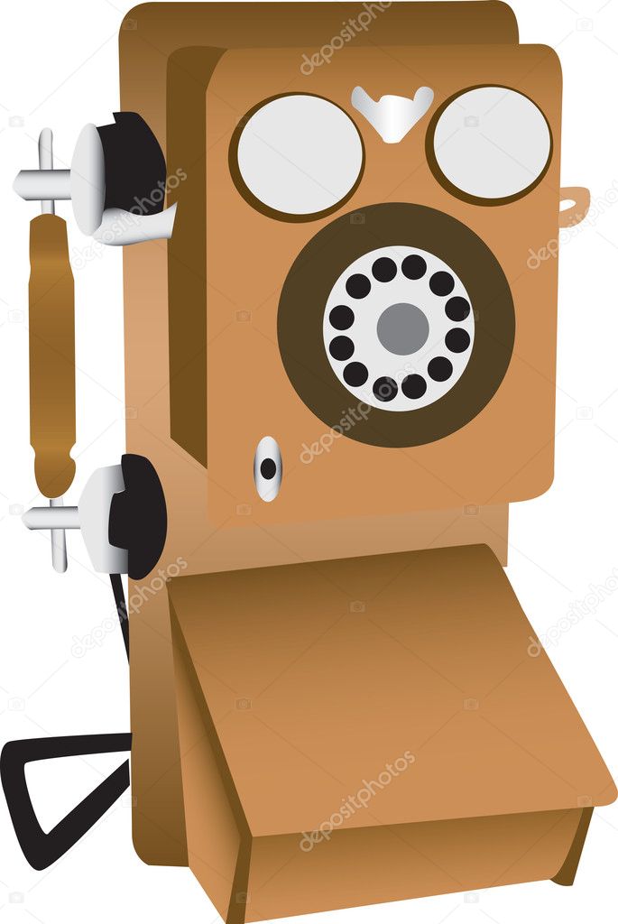 An illustration of an old fashioned public telephone.