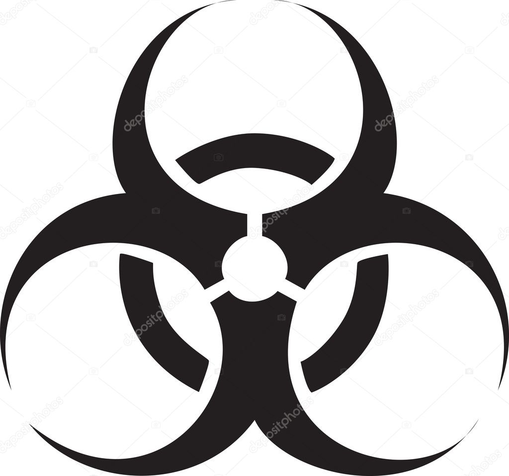 Black biohazard symbol isolated against a white background.