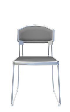 Modern simple grey metallic chair, isolated against a white background. clipart