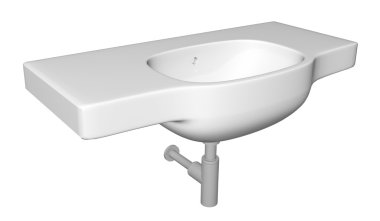 Modern washbasin or sink with faucet and plumbing fixtures, isolated agains clipart