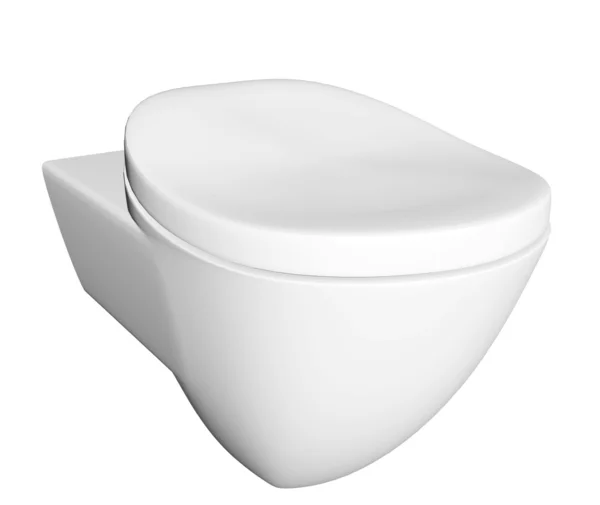 Modern cerâmica branca e acrílico vaso sanitário e tampa, isolado contra um wh — Fotografia de Stock