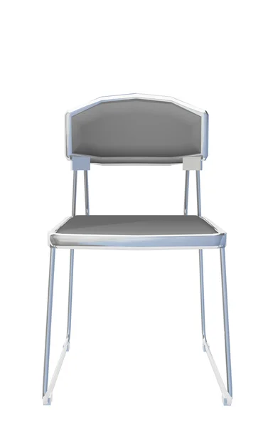 Moderner einfacher Stuhl aus grauem Metallic, isoliert vor weißem Hintergrund. — Stockfoto