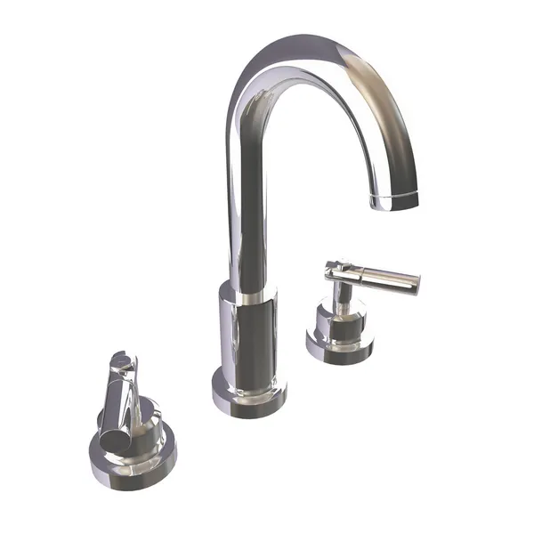 Shining chrome kitchen faucet 3D illustration, isolated against a white bg — Stock Photo, Image