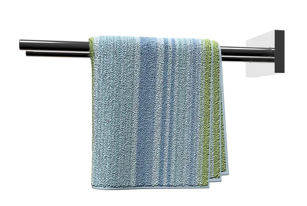 stock image Chrome towel holder rods, with a cotton bathroom towel