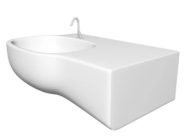 Modernes Waschbecken oder Waschbecken mit Wasserhahn und Sanitärarmaturen — Stockfoto