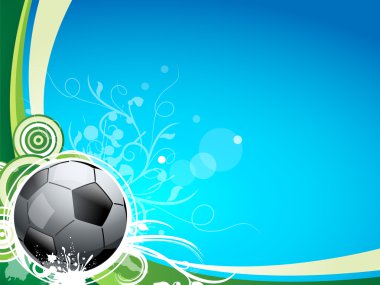 A soccer sport ball on a blue and green background clipart