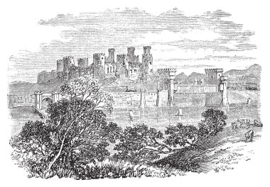 Aberconway Castle, now known as Conway Castle, in the North coas clipart
