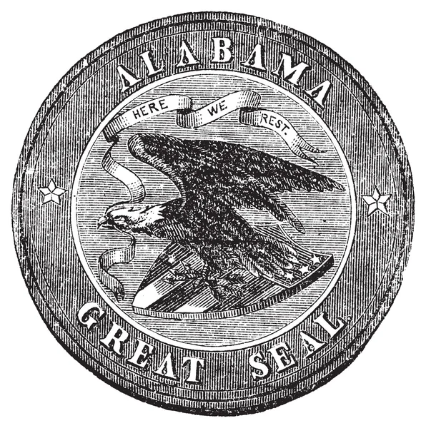 Великая печать штата Алабама с винтажной гравировкой . — стоковый вектор