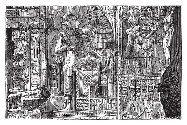 Bajorrelieve en Abydos, Egipto — Vector de stock