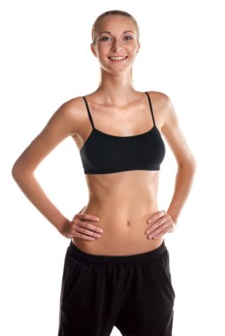 Fitness-kız gülümseyerek genç