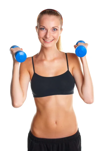 Young girl doing fitness exercises — Stock Photo, Image