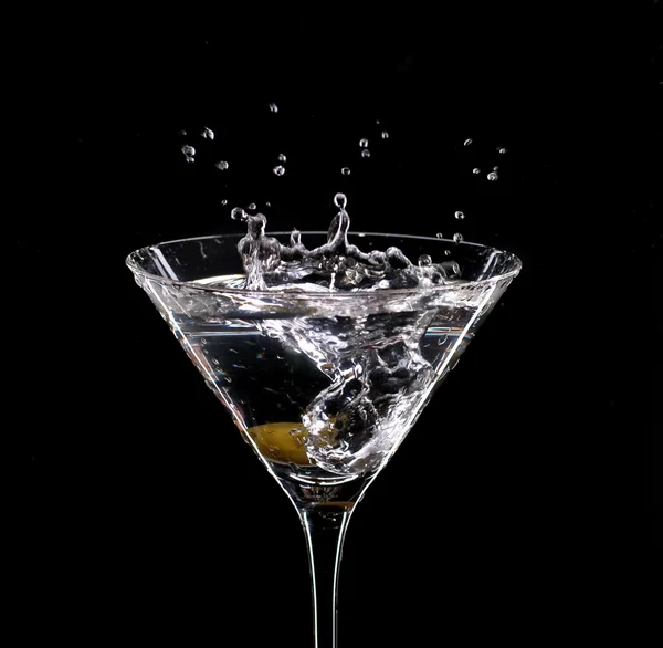 Martini Splash Svart Bakgrund — Stockfoto