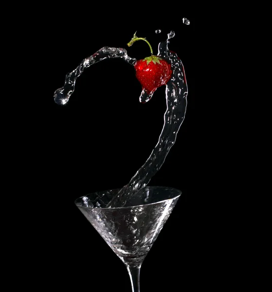 Martini jahodový splash — Stock fotografie
