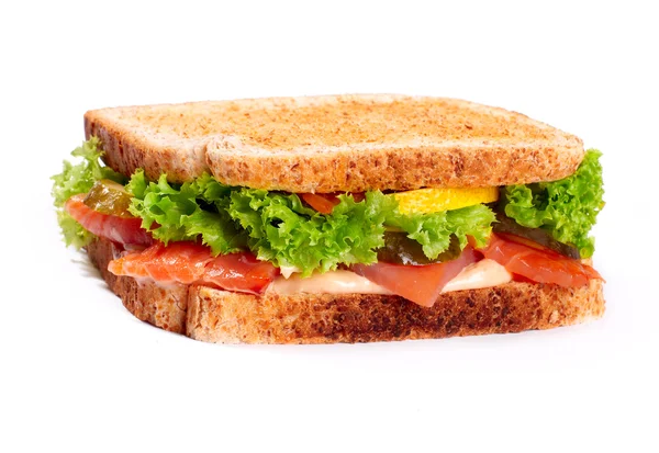 Das Große Sandwich Mit Lachs — Stockfoto