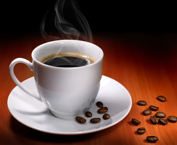Kopje Warme Drank Met Koffie Lichtbundel — Stockfoto