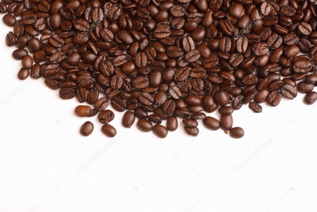 Coffe beans on the white background