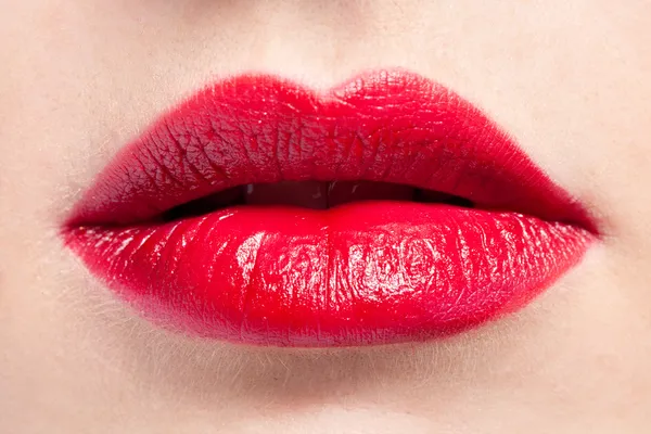 赤い唇のクローズ アップ — ストック写真