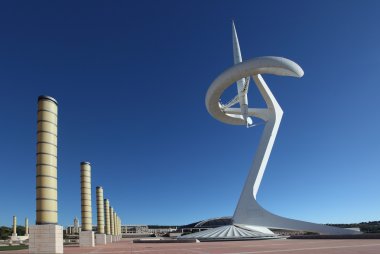 Communication tower in olympic stadium park of Barcelona clipart