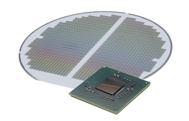 CPU lying on silicon wafer clipart