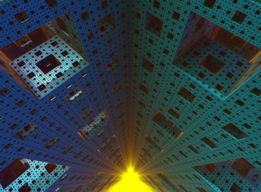 Inside a 3D Sierpinski sponge fractal object clipart