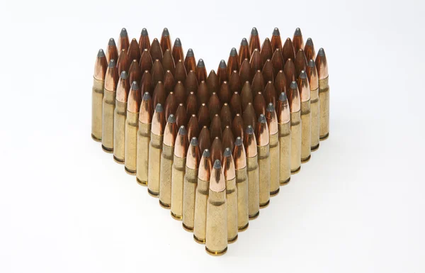 stock image Heart made of rifle ammunitions