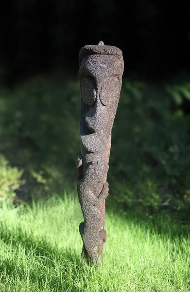 Vanuatu Carved Wooden Totem Green Forest — Stock Photo, Image