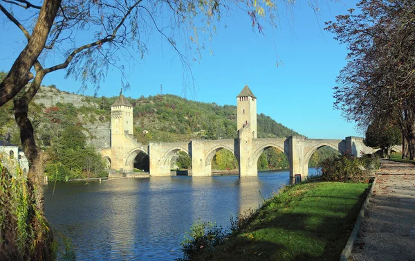 Medeltida valentre bridge i cahors, södra Frankrike — Stockfoto