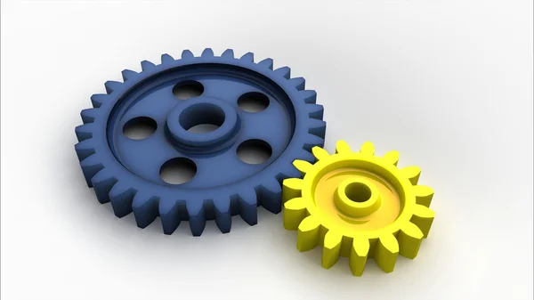 Two Plastic Gear Wheels Isolated White — Stock Photo, Image